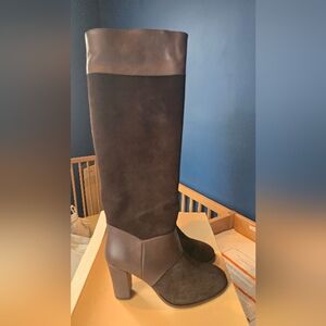 A.P.C. Tall Brown Suede and Leather Over-the-Knee Boots